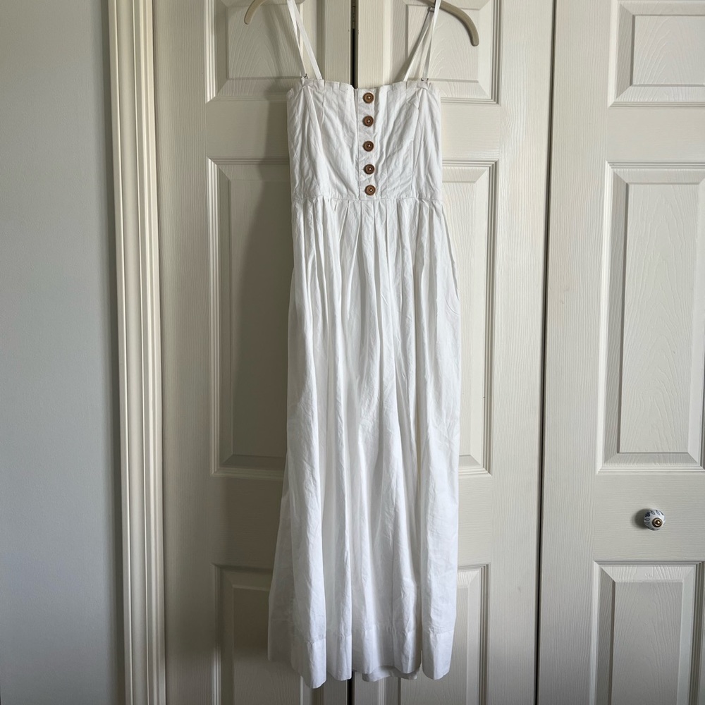 Free People White Maxi Dress w/ Buttons